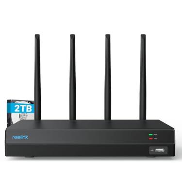 Imagem de REOLINK WiFi NVR 4K 12CH com Wi-Fi 6 e WiFi de banda dupla de 2,4/5 GHz, HDD integrado de 2 TB, suporta câmeras Reolink de 16 MP/12 MP/8 MP/5 MP/4 MP, sistema de câmera de segurança doméstica de
