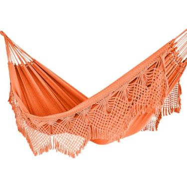 Imagem de Rede De Descanso Luxo Dormir Balanço Casal Jeans Reforçada Grande 4.3 m x 1.5 m Até 250Kg - Ideal Para Camping, Praia, Acampamento, Jardim, Varando, Sítio, Chárcara, Apartamento, Viagem, Fazenda