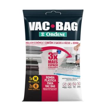 Imagem de Ordene - Conjunto de Sacos à Vácuo para Armazenamento, Contém 1 Saco Médio (45cmx65cm), 2 Sacos Grandes (55comx90cm) + Bomba Plástica, Linha Vac Bag