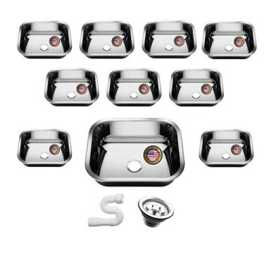 Imagem de Kit 10 Cubas Inox 430 Pia De Cozinha 40x34x14 Caixa Atacado - American