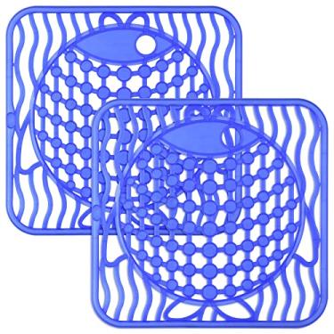Imagem de Coopay Pacote Com 2 Tapetes Para Pia De Cozinha Em Pvc Ecológico, Aço Inoxidável/Porcelana, Protetor Secar Louças No Fundo Da Pia, Estampa Peixe, 30 X Cm (Azul)
