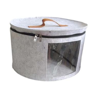Imagem de Ｂｅｓｇａ Caixa de feltro redonda para chapéus, organizadora de chapéus com janela transparente, organizadora de feltro, recipiente para armário, roupas de sala, Cinza Claro
