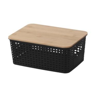 Imagem de Ｂｅｓｇａ Organizador multifuncional para organização de cestas de armazenamento, cesto de vime, recipiente para organização de armários e bancadas de quarto, Preto