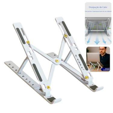 Imagem de Suporte para Notebook Ajustável Dobrável Ergonômico – 6 Níveis de Altura – Portátil, Antiderrapante, Compatível notebooks e laptops - 10” a 17” – Ideal para Home Office
