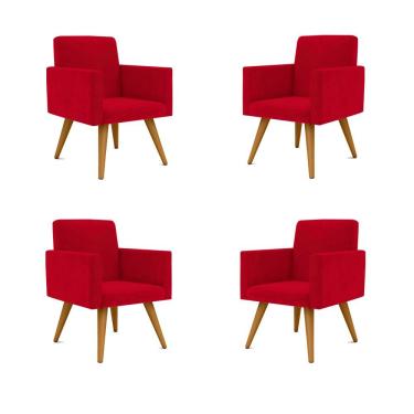 Imagem de Kit 04 Poltronas Decorativa Recepção Balaqui Decor Vermelho