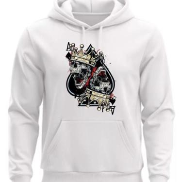 Imagem de Moletom personalizado Com capuz Cartas e Caveiras - Hs, Branco, G