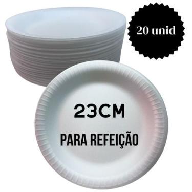 Imagem de Prato isopor com 20 unid refeição 23cm resistente e termico. - totalpl