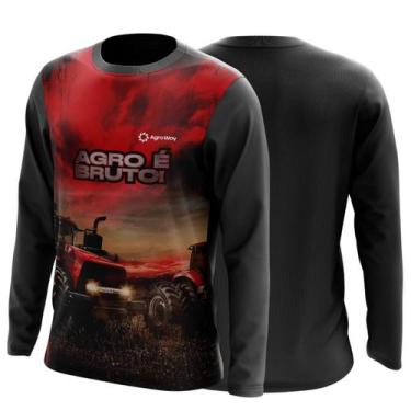 Imagem de Camisa Agro Masculina Gola Redonda Manga Longa Proteção Uv Zíper Colhe