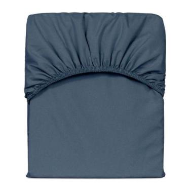 Imagem de Lençol Avulso King Slim Com Elástico Percal 200 Fios - Marinho - CASA 