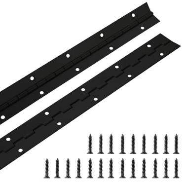 Imagem de Dobradiça de piano de 76 cm, pacote com 2 dobradiças contínuas resistentes com furos para armários porta marítima de barco, aço inoxidável 304 espessura da folha, 3,5 cm, largura aberta (preto)