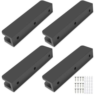 Imagem de LukLoy Solid Brass Glass Shelf Bracket with 3 Screw Holes, Adjustable Shower Glass Clip Heavy Duty for 6mm-10mm Glass (Pack of 4, Matte Black)