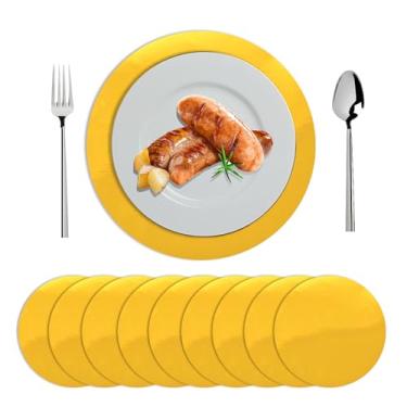 Imagem de 15 peças de jogo americano de papel dourado descartável de 33 cm para mesa de jantar, tapetes redondos decorativos brilhantes grossos para aniversário, casamento, banquete, jantar e festa (15, ouro)