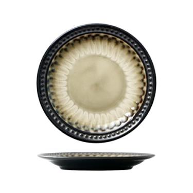 Imagem de Estilo nórdico doméstico simples listrado criativo resistente a altas temperaturas placa de cerâmica alívio - placa pequena de 20,8 cm