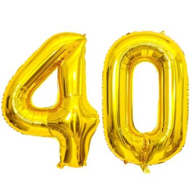 Imagem de KALOR Balões Gigantes Dourados Número 40, Jumbo 40 De 40", Grandes Mylar Metalizado Para Meninas E Mulheres, Decoração Festa Anos, Eventos Aniversário
