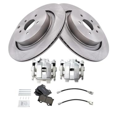 Imagem de TRQ Kit de freio traseiro e rotor de cerâmica compatível com 2014-2019 INFINITI Q50 2017-2018 Q60