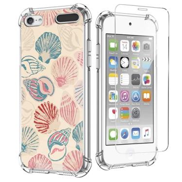 Imagem de KANGHAR Capa para iPod Touch 7/6/5, arte de concha do mar rosa com protetor de tela TPU macio à prova de choque para iPod Touch 5ª/6ª/7ª geração