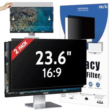 Imagem de Peslv [Pacote com 2] Tela de privacidade de computador de 23,6 polegadas 16:9 para monitor widescreen, protetor de proteção ocular removível anti-luz azul de 23,6 polegadas, blackout, antiespião, filtro de privacidade