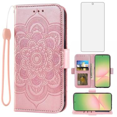 Imagem de Asuwish Capa de telefone para Samsung Galaxy A56 5G capa carteira com protetor de tela de vidro temperado e alça de pulso couro PU flip suporte para cartão de crédito acessórios de celular A 56 56A