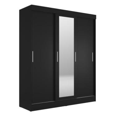 Imagem de Guarda Roupa Vittorio Casal 3 Portas de Correr Espelho 172cm (Preto)