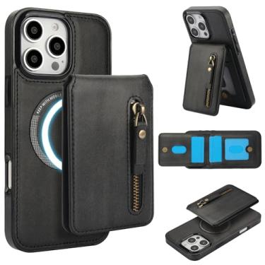Imagem de DMaos Capa para iPhone 16 Pro Max com capa separável para cartão, compatível com Magsafe, suporte de cartão de identificação de couro PU, clássico para iPhone16 Pro Max 2024 de 6,9 polegadas - preta
