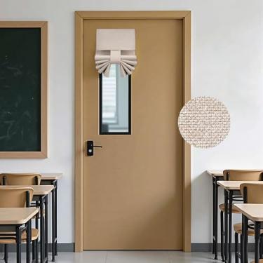 Imagem de HOMEIDEAS Cortinas de porta francesas blackout 100% linho para sala de aula, cortina de janela pequena com isolamento térmico, 1 painel, L 20 x C 91 cm, natural