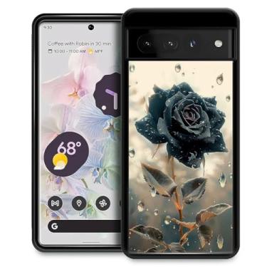 Imagem de CARLOCA Compatível com Google Pixel 7 Pro, preto rosa dourado deixa gotas de água padrão para meninas ultra proteção à prova de choque silicone macio TPU antiderrapante traseira