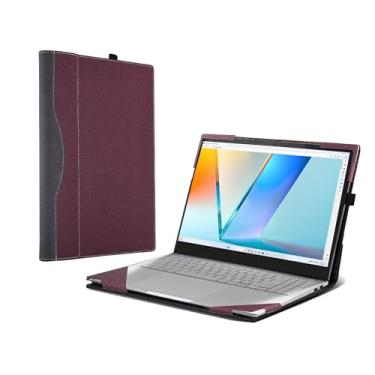 Imagem de Capa para laptop ASUS Vivobook S16 (M5606 M5606NA M5606UA M5606WA M5606KA) [Note outros modelos] Capa protetora de couro PU de 16 polegadas com tudo incluído, capa removível (vinho vermelho)