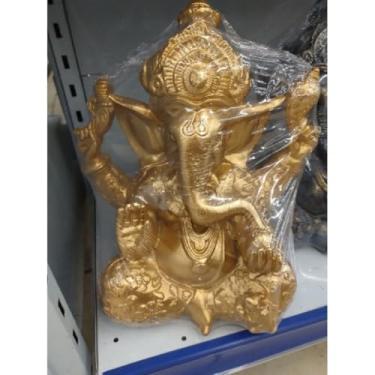 Imagem de Estátua Grande Decorativa da Deusa Ganesha Símbolo de Sorte e Fortuna com Mandala Dourada(Ouro)
