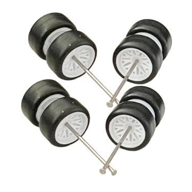 Imagem de Generic 8 Peças 1:64 Simulação Modelo Carro Roda Pneus com Miniatura Eixo Rolante Brinquedo para Crianças, BRANCO, Tamanho real