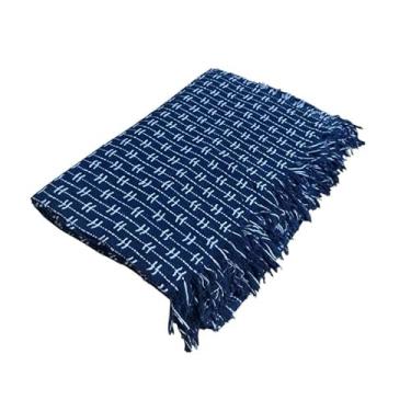 Imagem de Kit 02 Mantas Gigante Tijolinho Protetora para Sofá Cama Decorativa 2.40 x 1.80(Azul c/Branco)
