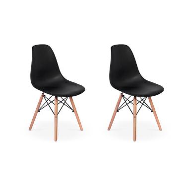 Imagem de Conjunto 2 Cadeiras Charles Eames Eiffel Base Madeira Preta