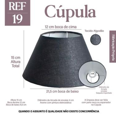 Imagem de Cupula para Abajur 15x12x21cm Tecido algodão Soquete Importada Cor beg