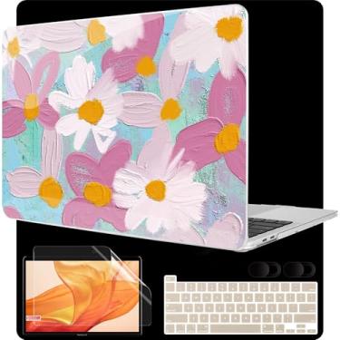 Imagem de MEEgoodo Capa para MacBook Pro 13 polegadas 2022 2021 2020 A2338 M2/M1 A2251 A2289, capa rígida para laptop com teclado e capa de câmera compatível com MacBook Pro de 13 polegadas, plantas artísticas