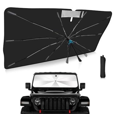 Imagem de Guarda-sol para para-brisa de atualização 2025 personalizado adequado para Jeep Gladiator (JT) 2020-2025 Capa de carro com proteção UV dobrável, escudo de chuva de emergência e protetor de painel