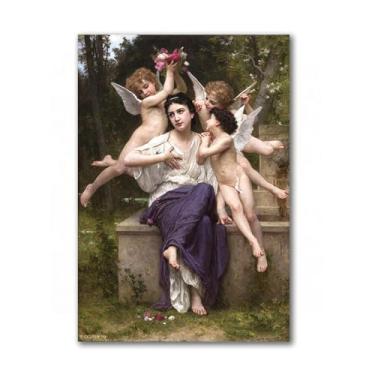 Imagem de LXURY Bouguereau.Sonho de primavera. Reprodução de pinturas famosas. Arte de parede em tela. Pôsteres e impressões. Imagem para decoração de casa 50 x 70 cm sem moldura