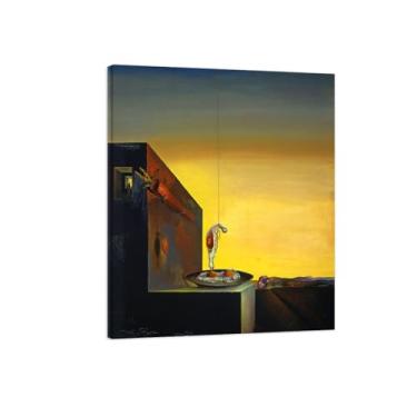 Imagem de Pintura Salvdor Dlai com moldura de madeira - Impressões em tela famosas - Imagens de arte de parede em tela - Impressão de reprodução em tela - Ovos na placa 50 x 60 cm 20 x 24 polegadas emoldurado