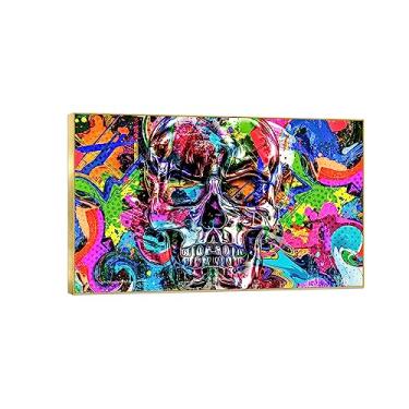 Imagem de LXURY Impressões de arte de parede de graffiti abstrata moderna - Imagem criativa de arte em tela de caveira de grafite colorido - Pôster de pintura de arte para quarto de menino decoração de casa 60