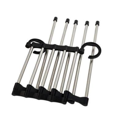 Imagem de Cabide Multiuso Retrátil Inox com 5 Divisórias para Calças, Blusas, To