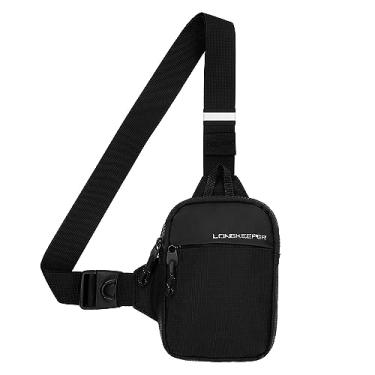 Imagem de Long Keeper Bolsa Transversal Masculina - Mini Feminina Para Celular, Pequena Viagem, Caminhada, Corrida, Transversal, Peito (Logotipo Preto (C*L*A = 13 * 3 19 Cm))