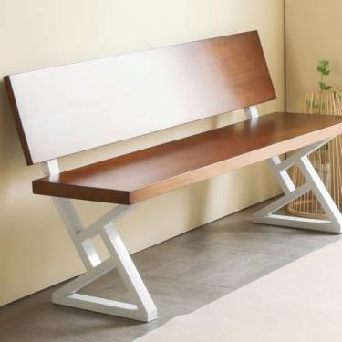 Imagem de BOTAOYIYI Pernas de banco brancas de 40,6 cm, pernas de base de cadeira de metal triangular com suporte de encosto, conjunto de 2 projetos faça você mesmo, adequado para bancada de bloco de