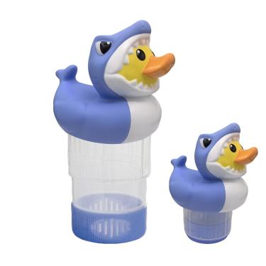 Imagem de Flutuador de Cloro para Piscinas | Dispensador Flutuante de Cloro em Forma de Pato-Tubarão,Econômico com Grande Capacidade Filtro Dispenser Solar para Piscinas e Spas