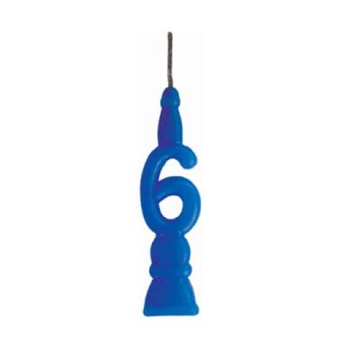 Imagem de Vela de Aniversário Azul Número 6 - Estrela