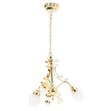 Imagem de SPYMINNPOO Lustre Em Miniatura de Dollhouse, 1:12 Realistas Em Escala Dolouse de Teto Pendurado Decoração de Luz Com Iluminação LED para Acessórios para Decoração de Casa