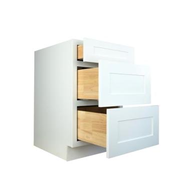 Imagem de Hollywood Fabiani Design base de gaveta armário de cozinha 61 cm L x 61 cm P x 34-1/5.1 cm A, Shaker White - Moldura de madeira maciça, caixa de madeira compensada de grau de gabinete, gavetas de