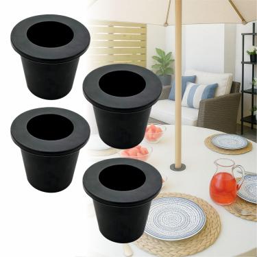 Imagem de FCOUIID Tampão de anel para guarda-sol de mesa de pátio - Espaçador de cunha cônica de guarda-chuva ao ar livre, serve para guarda-chuvas de praia de jardim de 3,8 cm de diâmetro, 4 peças (preto)