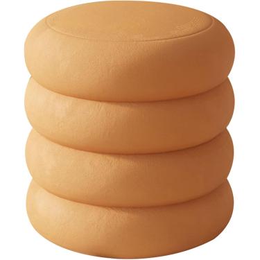 Imagem de Banqueta Estofada Em Tecido Otomano Com Base Giratória Invisível Pufe Banquinho Para Quarto Sala De Estar Jardim Varanda Penteadeira Banqueta Escritório, Orange, Large
