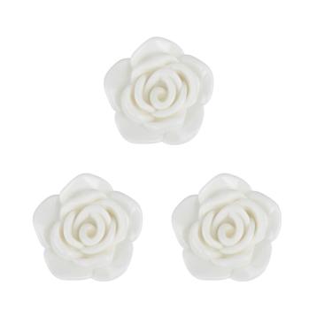 Imagem de Kit C/3 Miçanga em Resina Flor Rosa Branca 2 cm