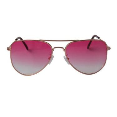 Imagem de Oculos De Sol Feminino Tipo Aviador Lente Rosa - Pop!