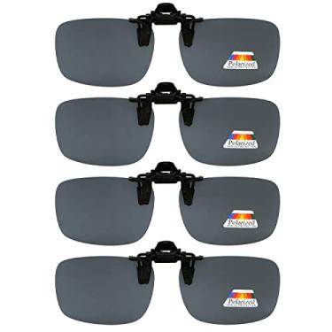 Imagem de Eyekepper Óculos De Sol Polarizados Flip-Up Clip-On 60X43 Mm, Pacote Com 4, Clipe Metal (Lente Cinza)