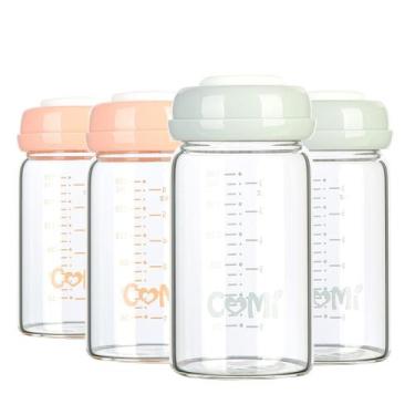 Imagem de Frasco de leite materno COMI Wide Neck Glass 180mL, 4 pacotes com tamp
